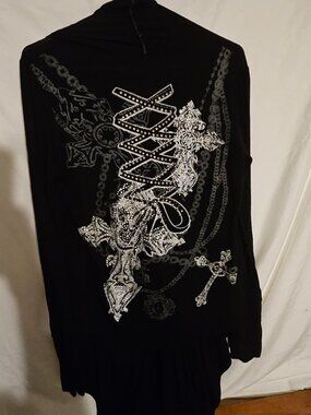 Black Long Sleeve Drape Cardigan